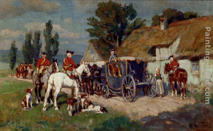 A Hunting Party Ready For The Off painting - Wilhelm Velten A Hunting Party Ready For The Off art painting